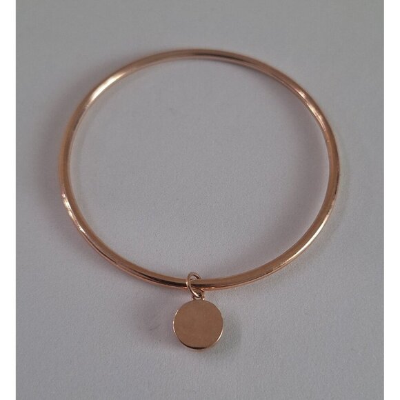EUC Coach Rose Gold-Tone Bangle Bracelet Ww/  Logo  Charm - Picture 4 of 7
